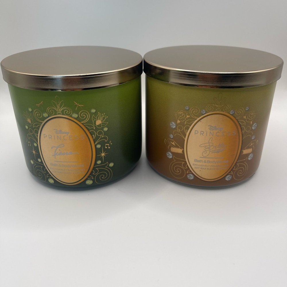 Bath and body Works Disney Princess Candles Tiana and Belle New